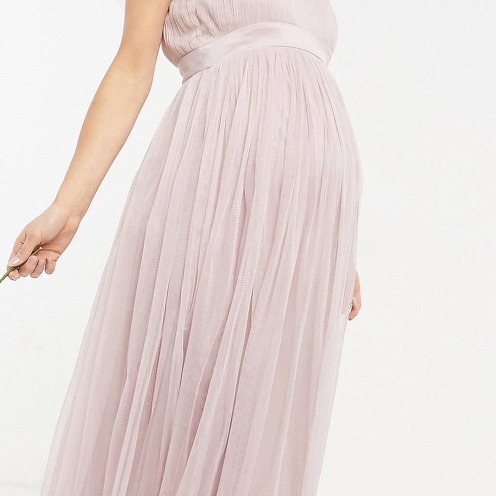 Anaya with love lightweight tulle maxi maternity dress in pink/blush size US 2 - Picture 5 of 5